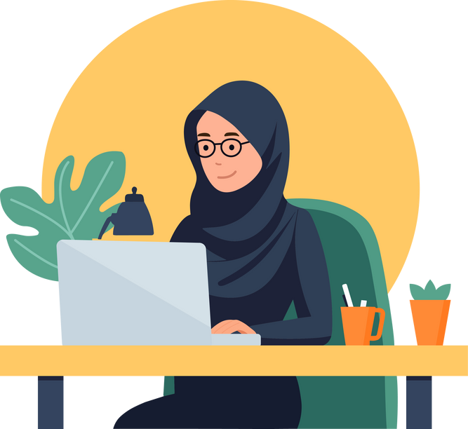 Working Woman Wearing a Hijab and Glasses